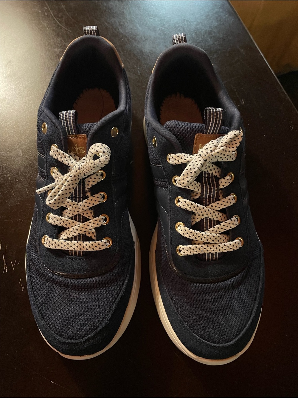 Keds women’s Bliss Navy with cognac trim Speckled Laces
